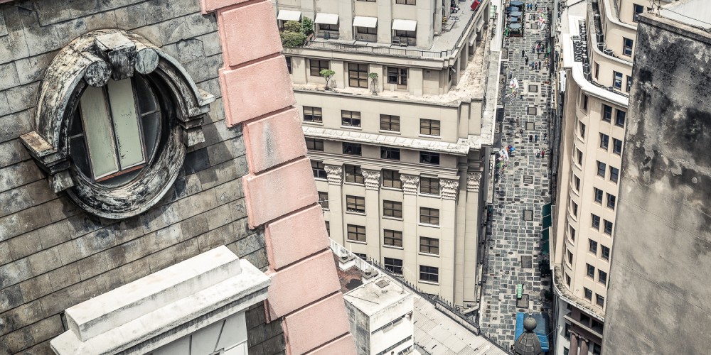 The historic center of Sao Paulo seen at the top of the Martinelli Building.